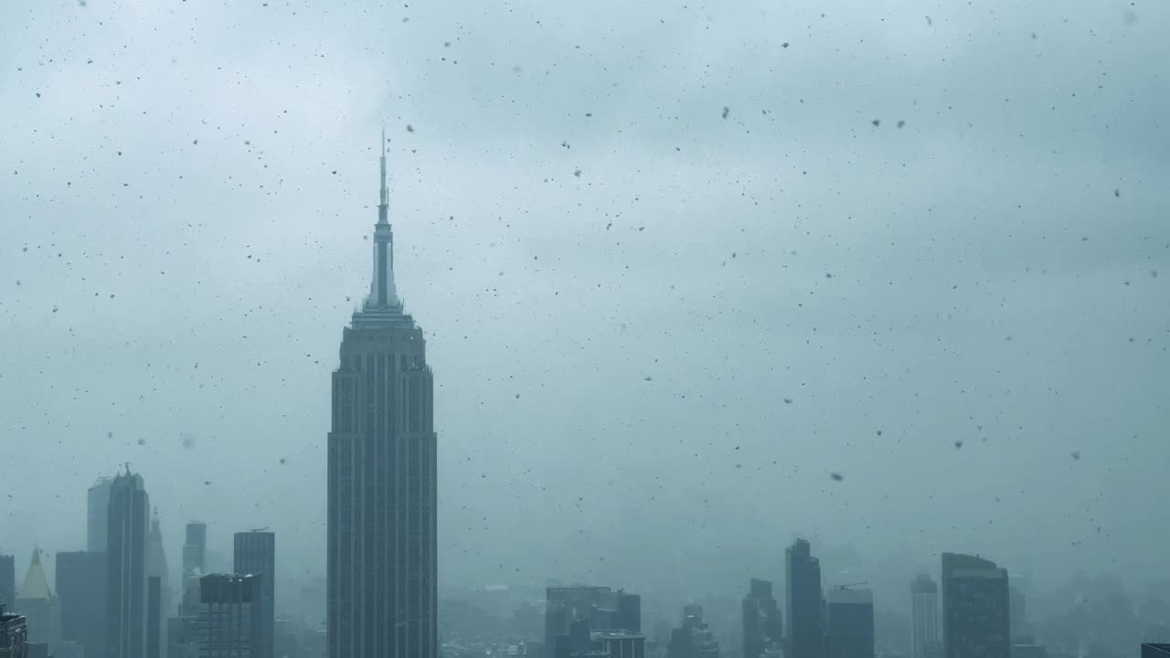 纽约暴风雪中的帝国大厦视频素材