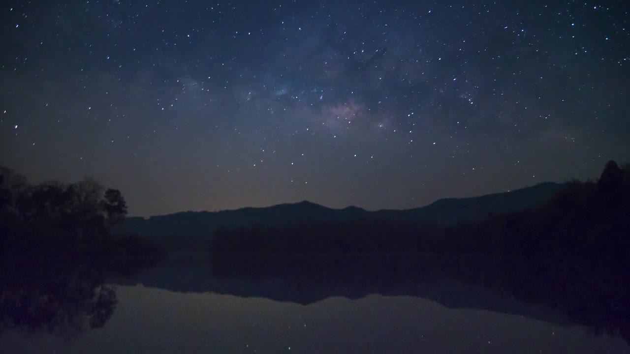 银河系时间流逝泰国南邦，宇宙星系银河系时间流逝，暗银河系，星系视图，恒星线，时间流逝夜空中的星星背景。4 k决议。视频素材