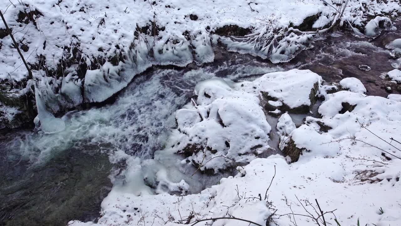 被冰雪包围的瀑布视频下载