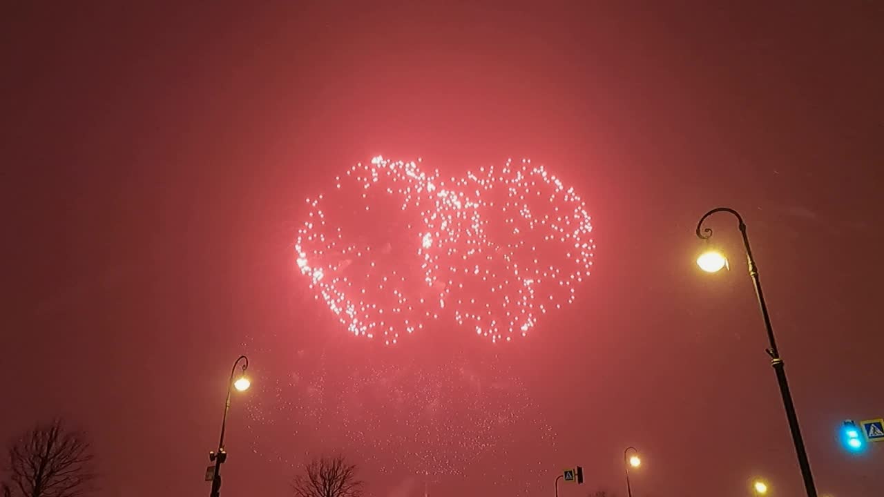 夜空中明亮的烟花球视频素材