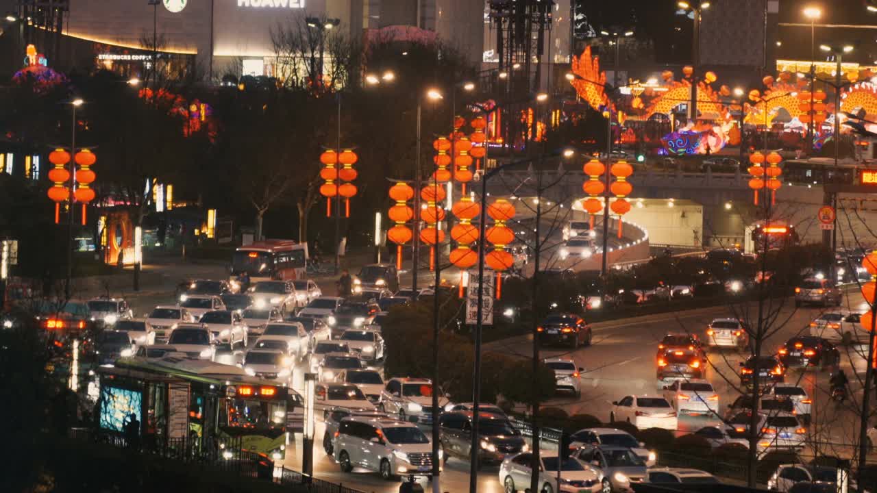 中国西安春节期间的街景。视频素材