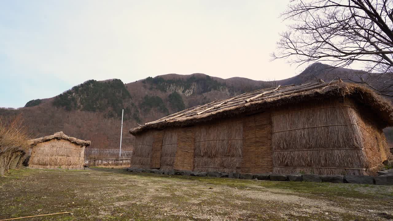 韩国Ulleungdo的传统茅草屋视频素材