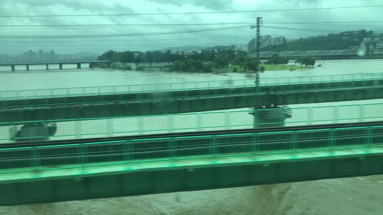 大雨过后汉江水位高视频素材