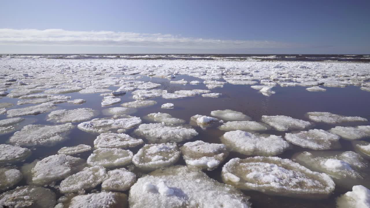 春天波罗的海沿岸的冰视频素材