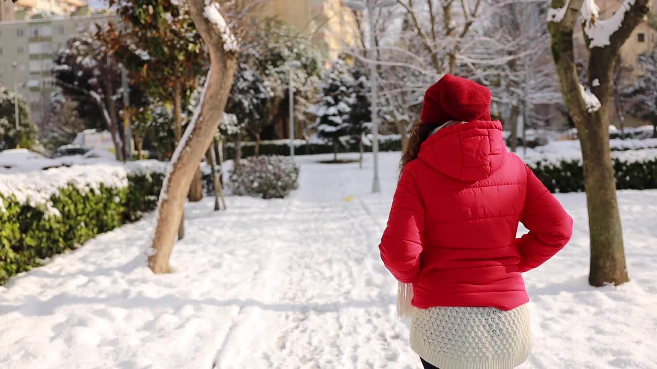 走在雪视频素材