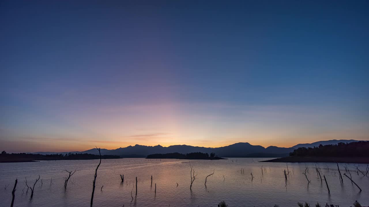 宁静的湖在日落，时间流逝视频视频素材