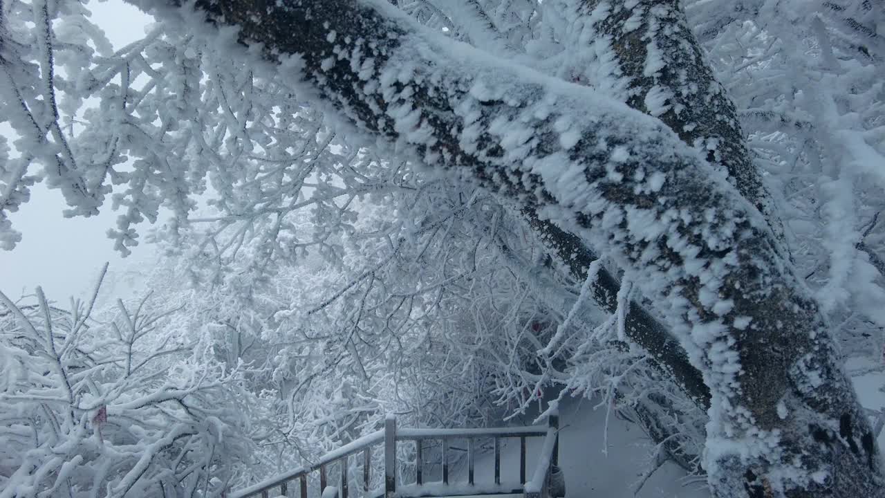 白雪皑皑的楼梯视频素材