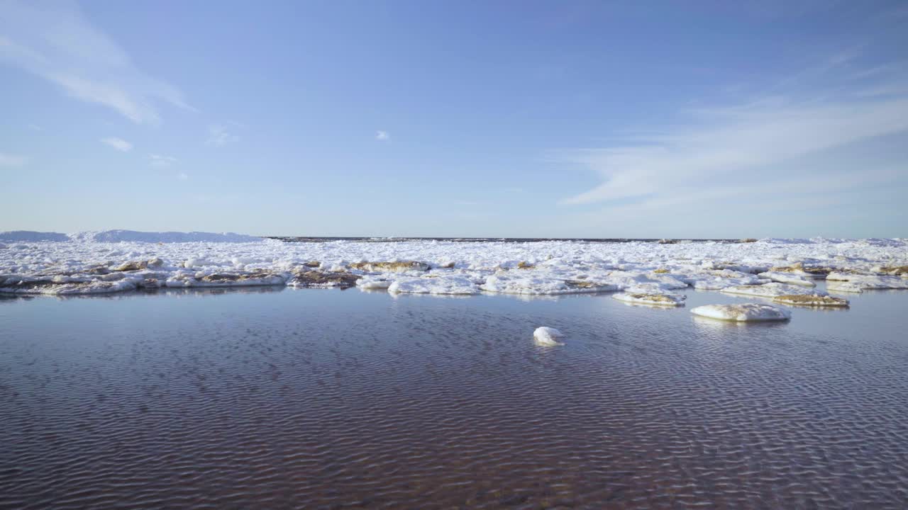 春天波罗的海沿岸的冰视频素材