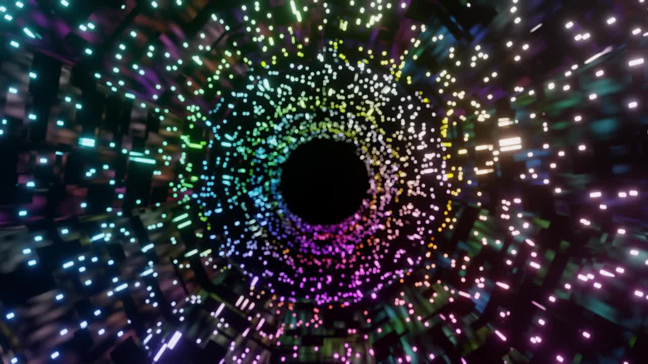 未来LED霓虹隧道3D渲染视频素材