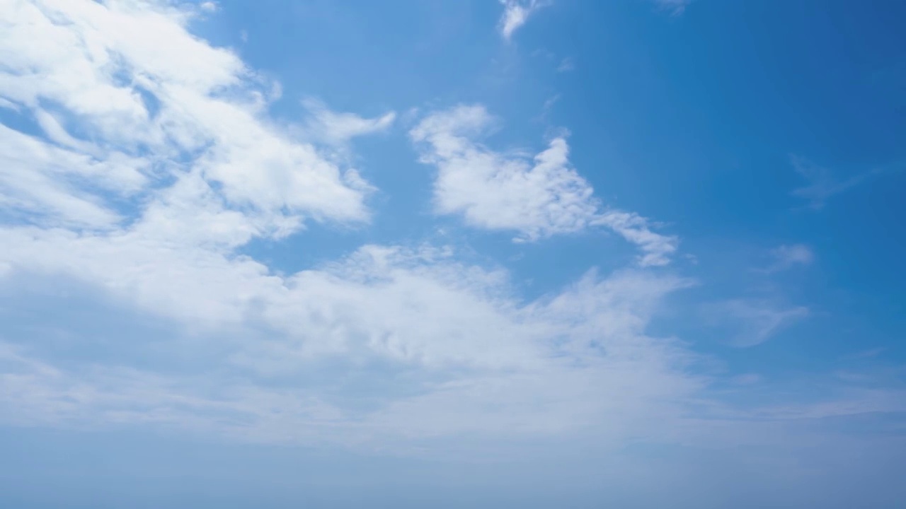 云景在蓝天中延时自然背景。白天天空中有白色的卷云。明亮的以环境。太空中的自然之美。天气预报夏季晴天视频素材