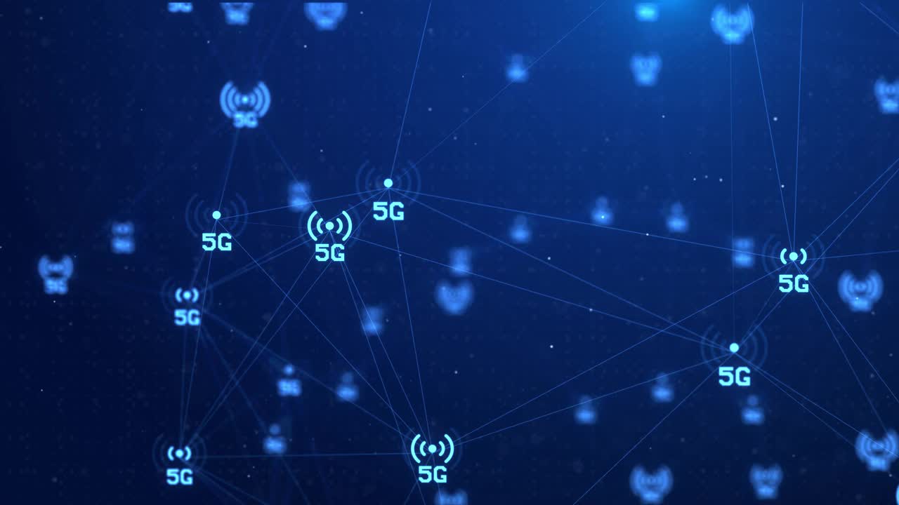 4K 5g信号传输技术背景物联网网络节点连接。视频素材