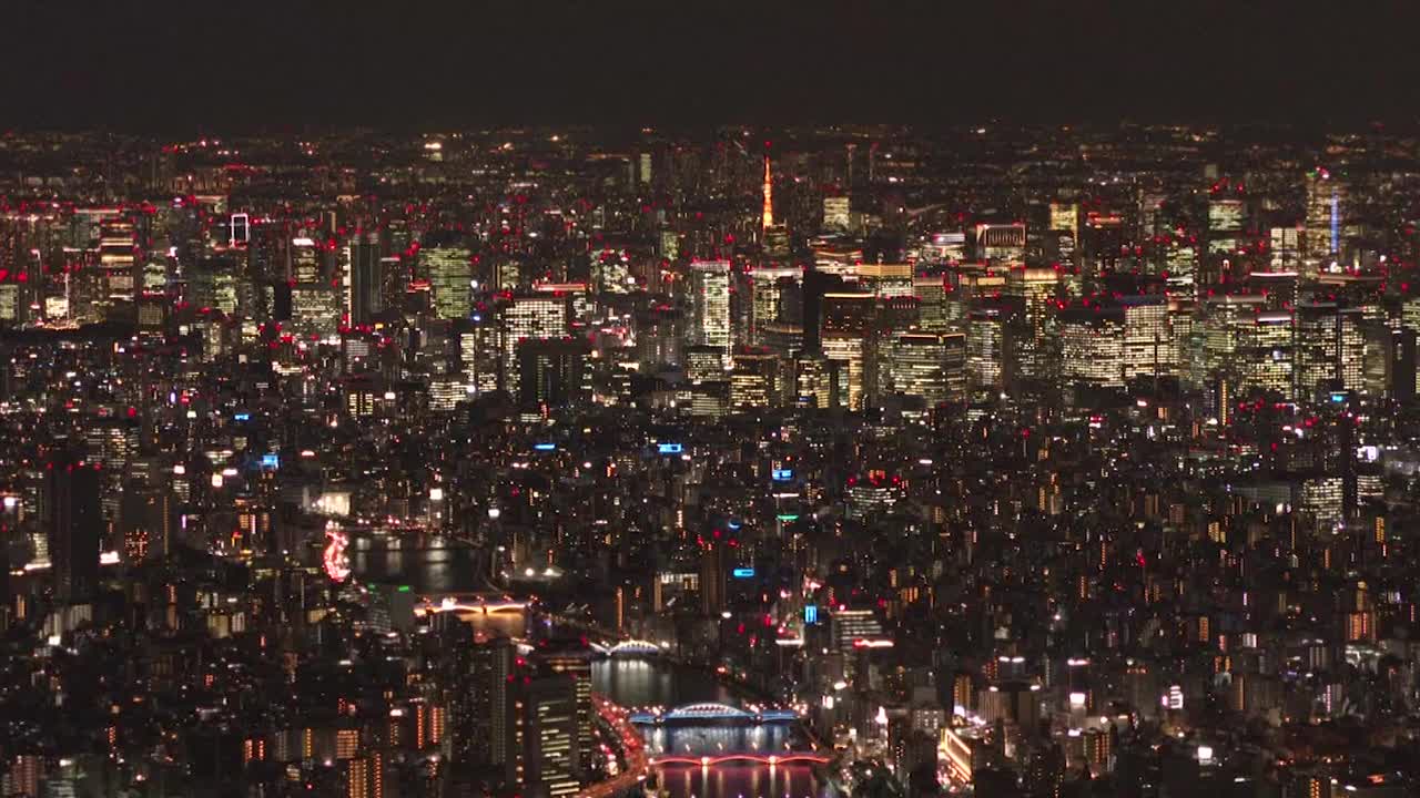 空中，东京的夜晚，日本视频素材