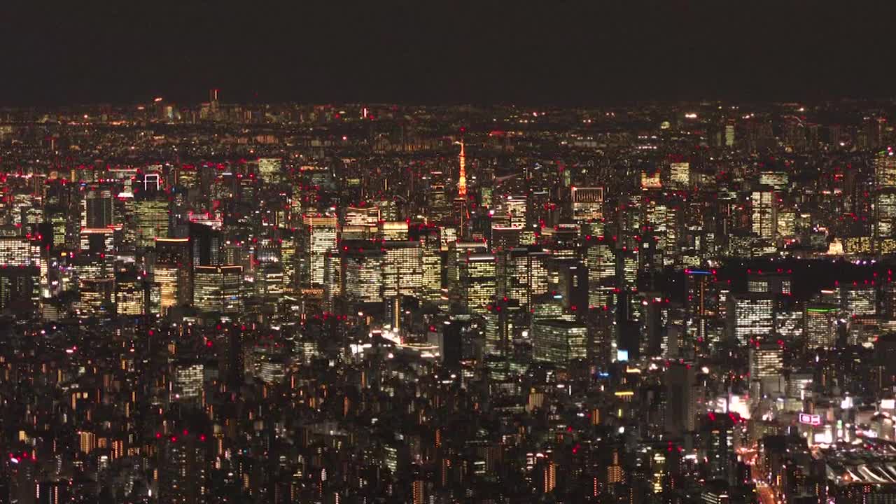 空中，东京的夜晚，日本视频素材