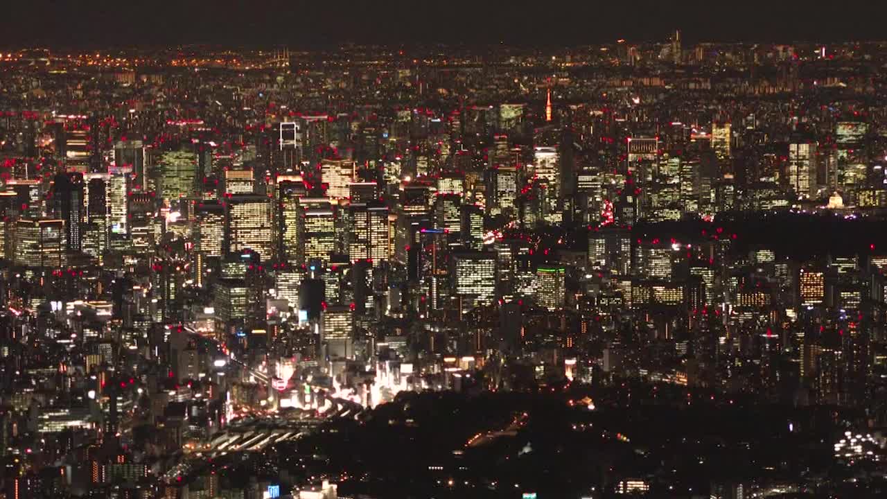 空中，东京的夜晚，日本视频素材