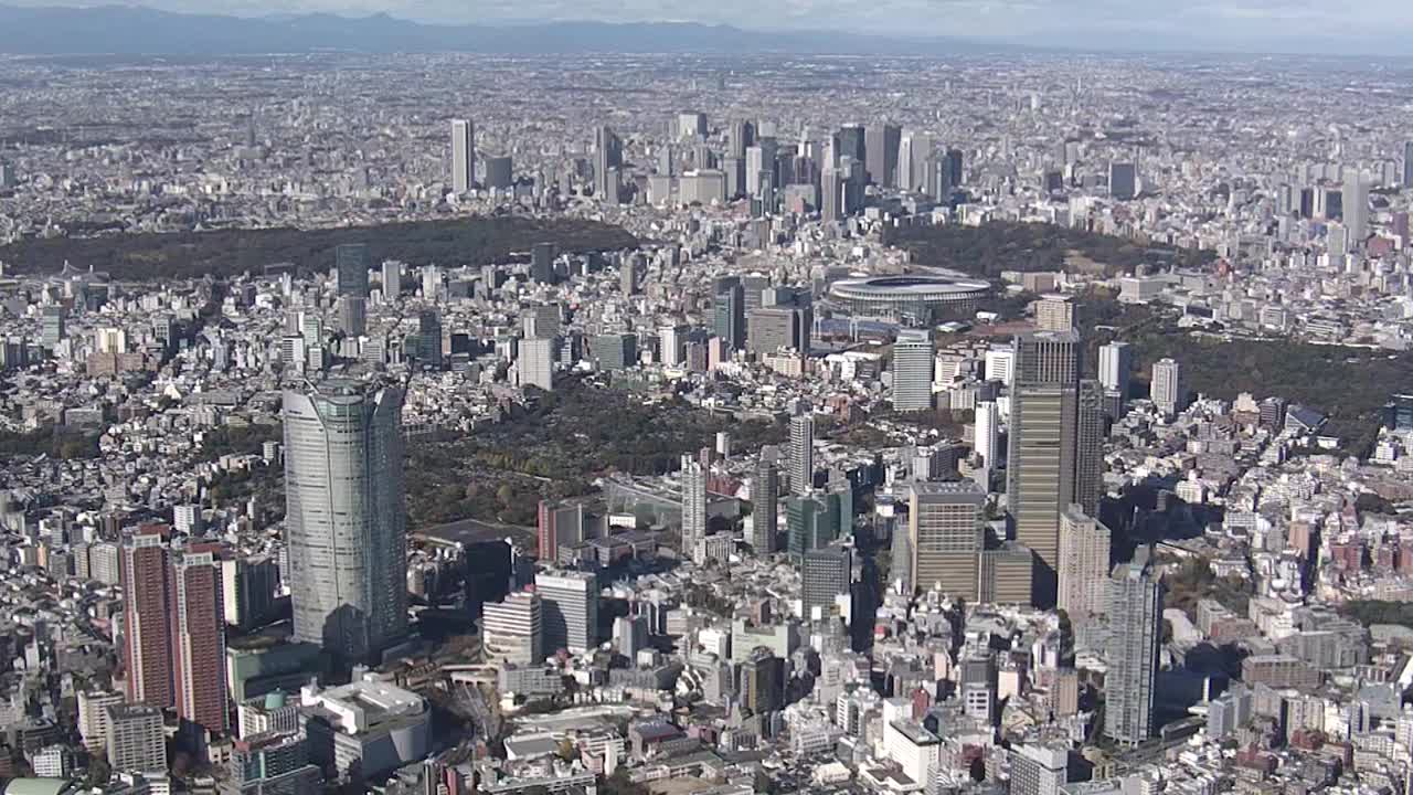 航空，六本木到新宿与国家体育场，东京，日本视频素材