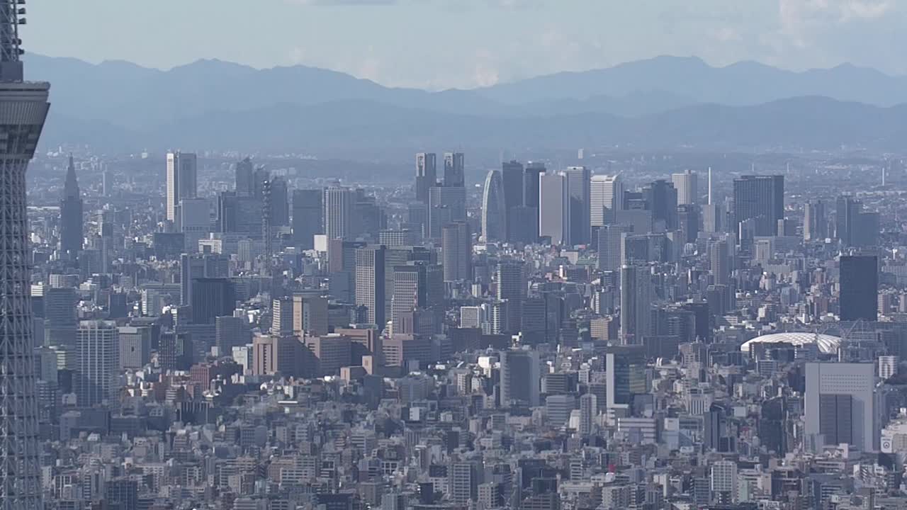 空中，东京天际线，日本视频素材