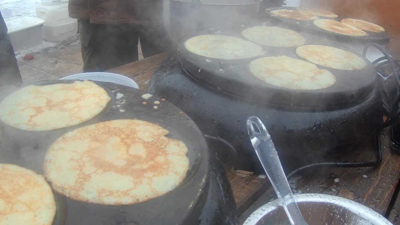 煎煎饼视频素材