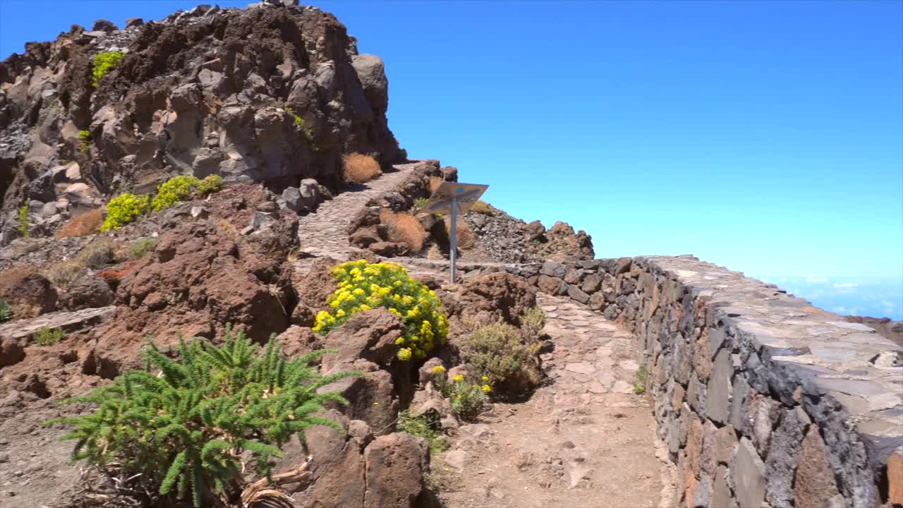 全景从Roque de los Muchachos的观点在塔布里恩特火山火山口，拉帕尔马，加那利群岛。西班牙视频素材