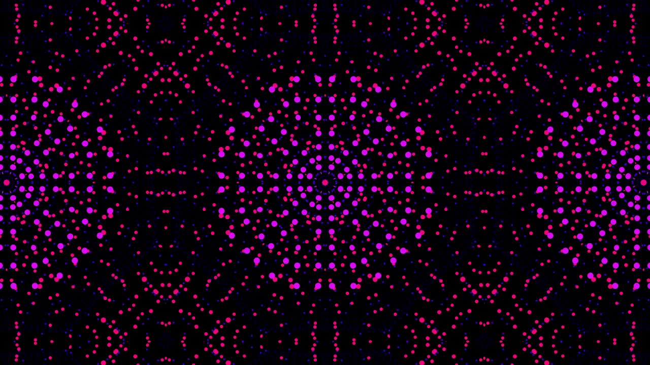 抽象的数字曼陀罗的分形无缝循环动画。4k多色花卉粒子网格运动图形概念。万花筒背景的瑜伽，冥想，健身，俱乐部等。视频素材