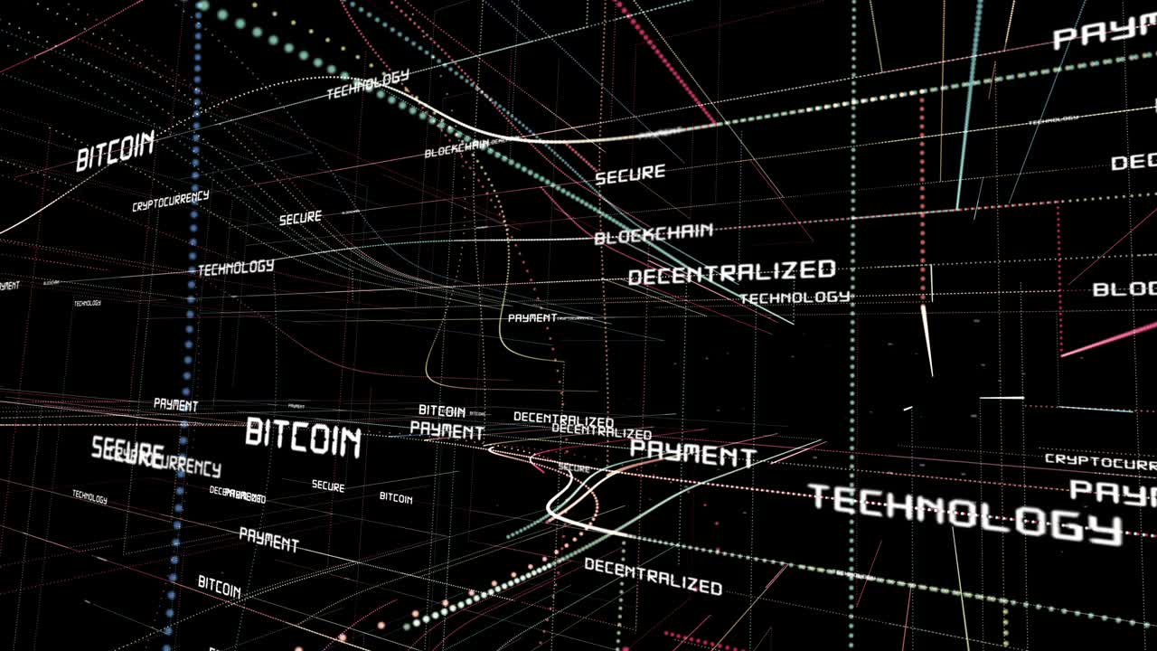 区块链和加密货币矩阵网格视频素材