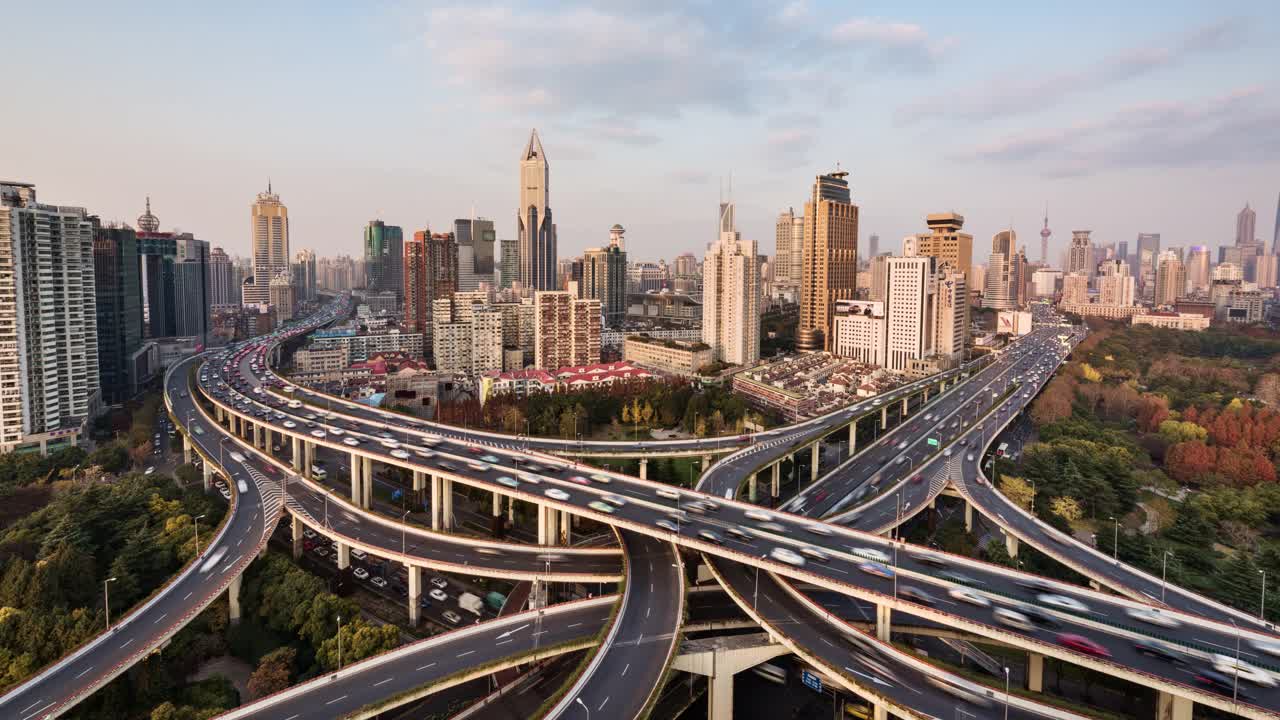 TL/时间流逝的道路交叉口，繁忙的上下班高峰期，高架视野视频素材