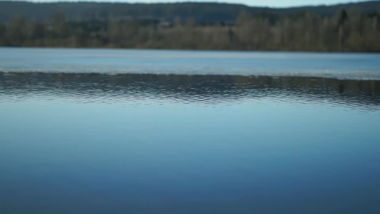 湖水平静流淌视频素材