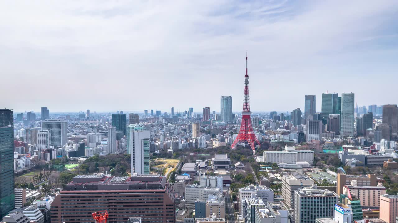 4K时间流逝:东京城市天际线和东京塔，东京，日本。视频下载