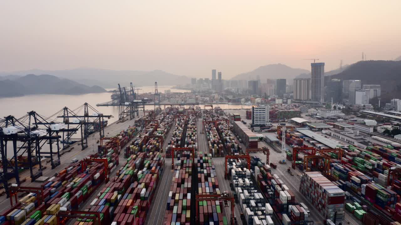 集装箱港口架空视频素材