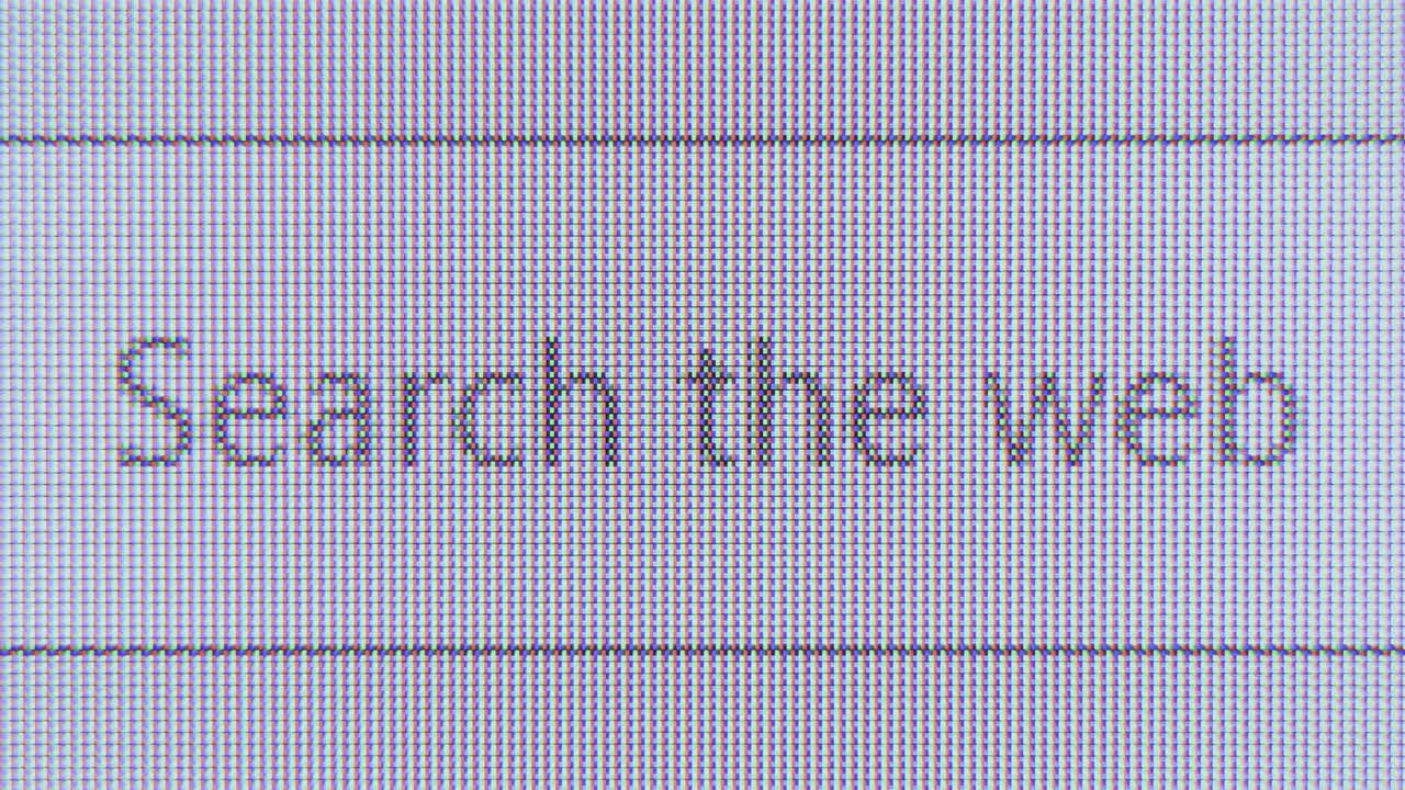 Сlose上光标闪烁浏览器搜索栏。互联网网页的宏观视图。无缝loopable视频素材