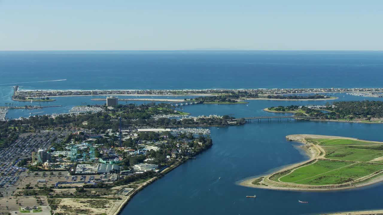 航空任务湾海峡海洋世界圣地亚哥视频素材