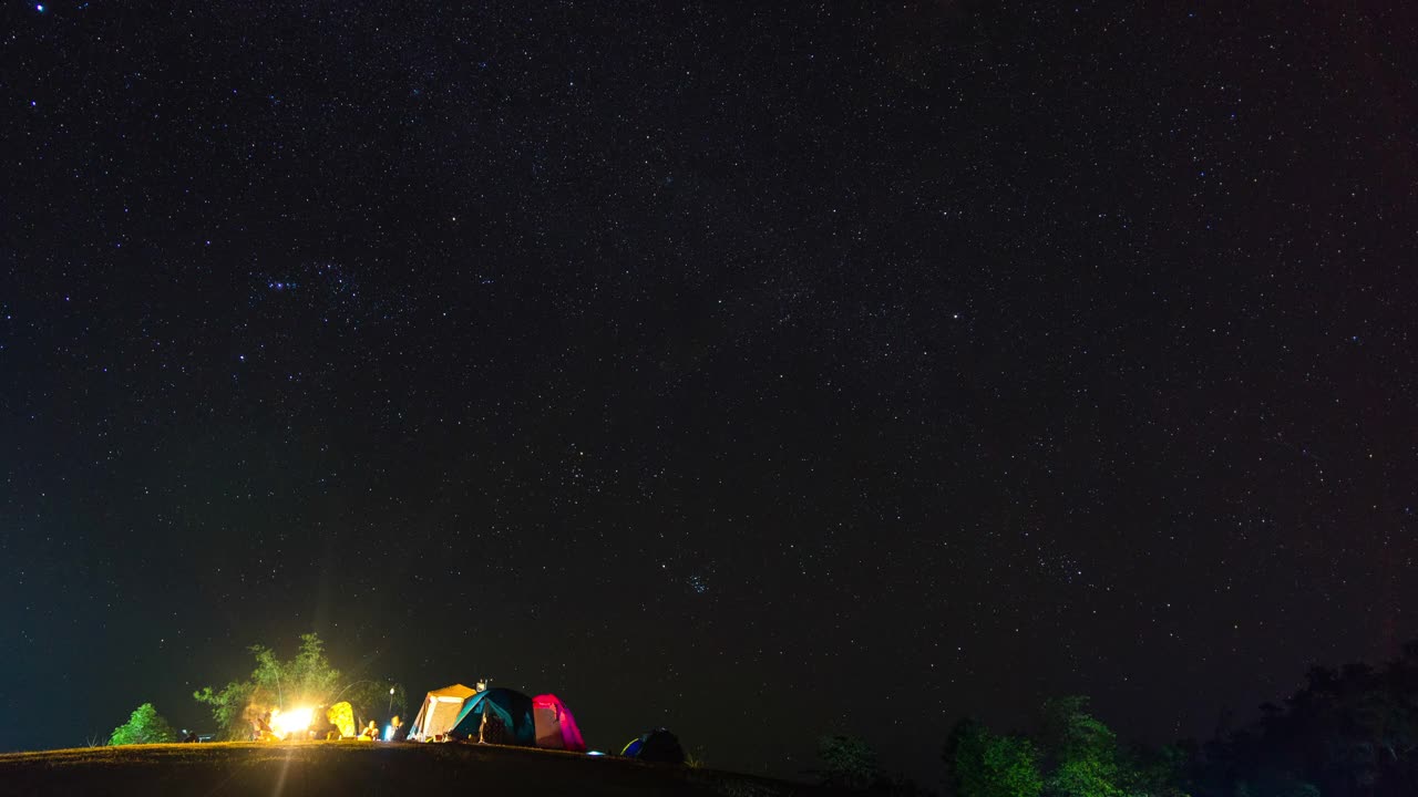 露营者在星空，时间流逝视频视频素材