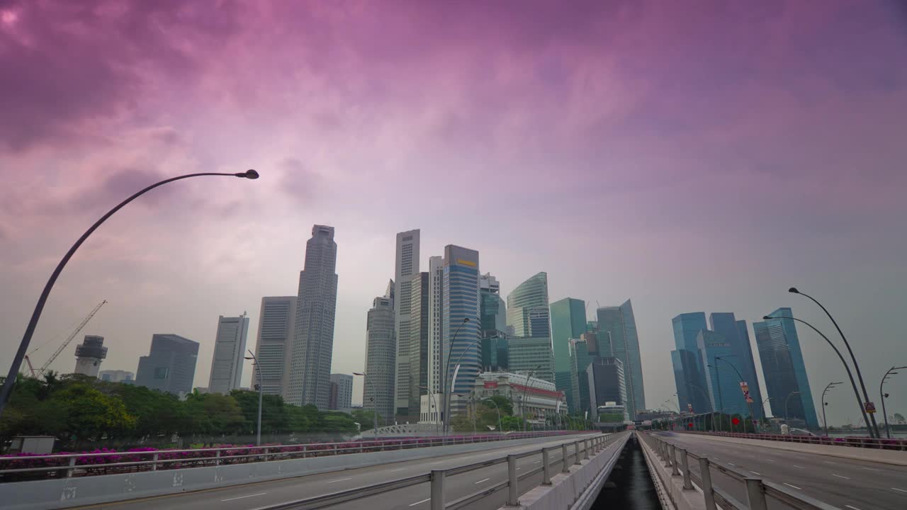 日光新加坡城市景观市中心交通街道全景4k时间视频素材