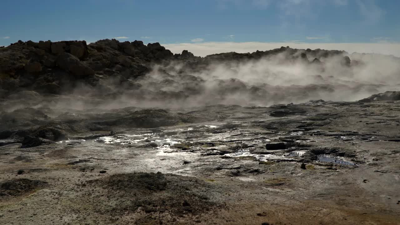 火山口，冰岛Hverir地热区，火山系统，硫磺视频素材