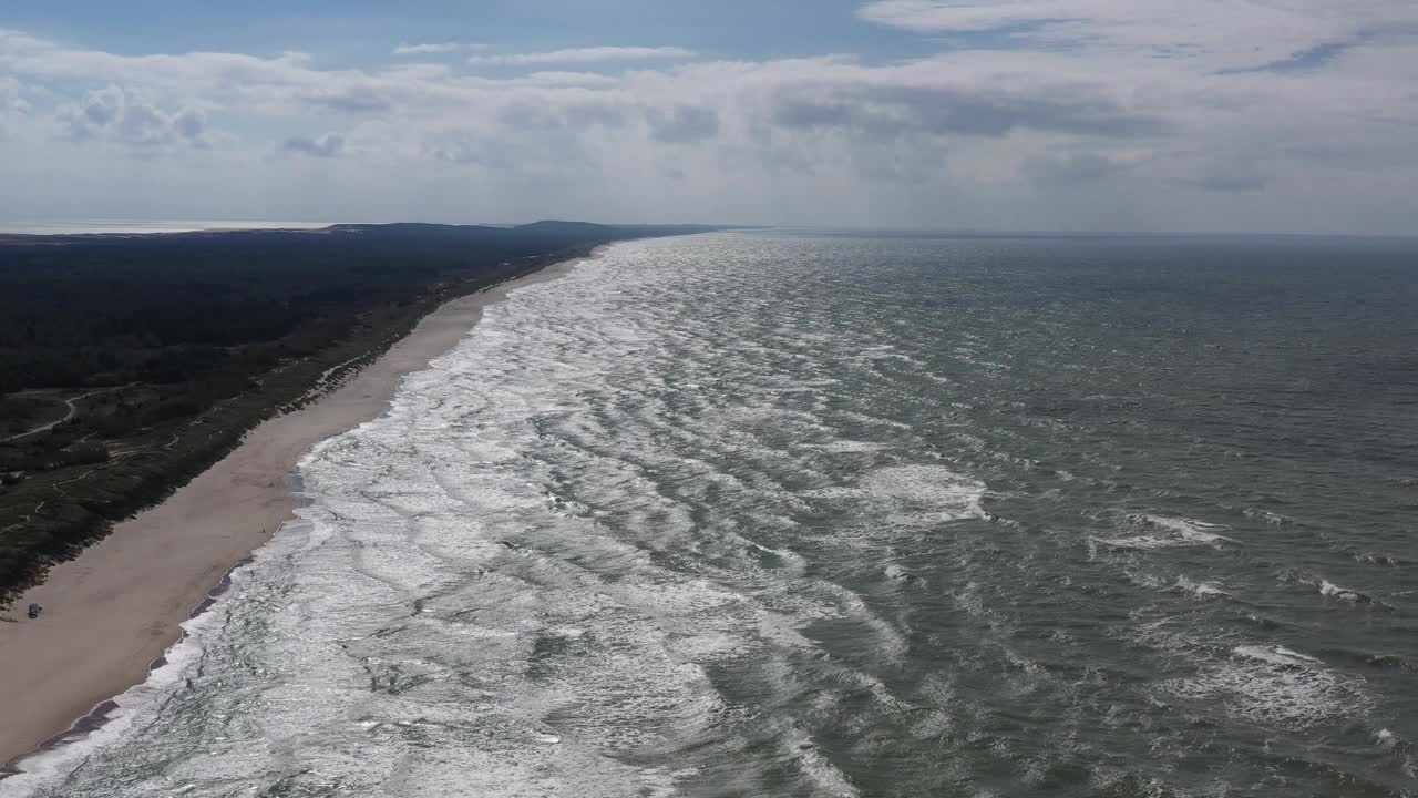 波罗的海尼达附近的库尔尼安吐口水国家公园，立陶宛，空中视频素材