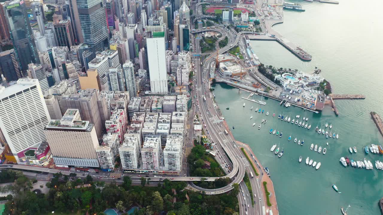 鸟瞰图，铜锣湾，香港岛，香港视频素材