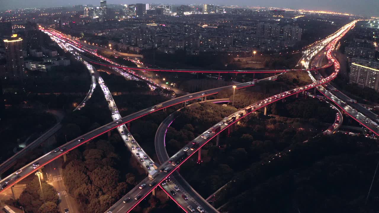 上海城市立交桥夜景视频素材