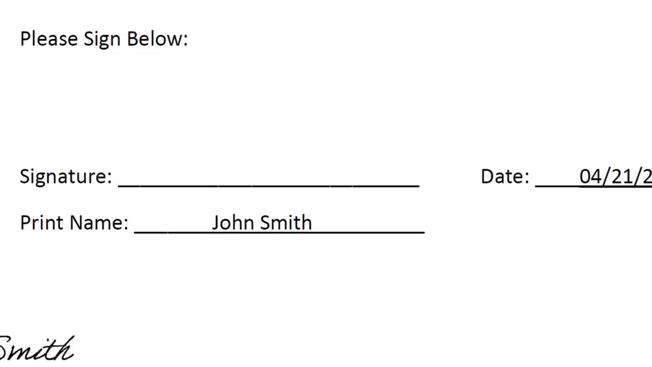 签署签名的便携式格式与日期和打印姓名在白皮书文件文件。用草书书写姓名和姓名。下面请签名。视频素材