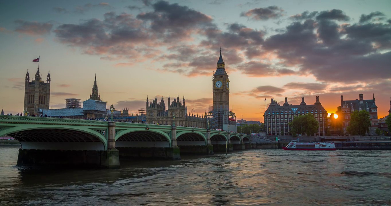 英国伦敦的威斯敏斯特桥和大本钟视频素材