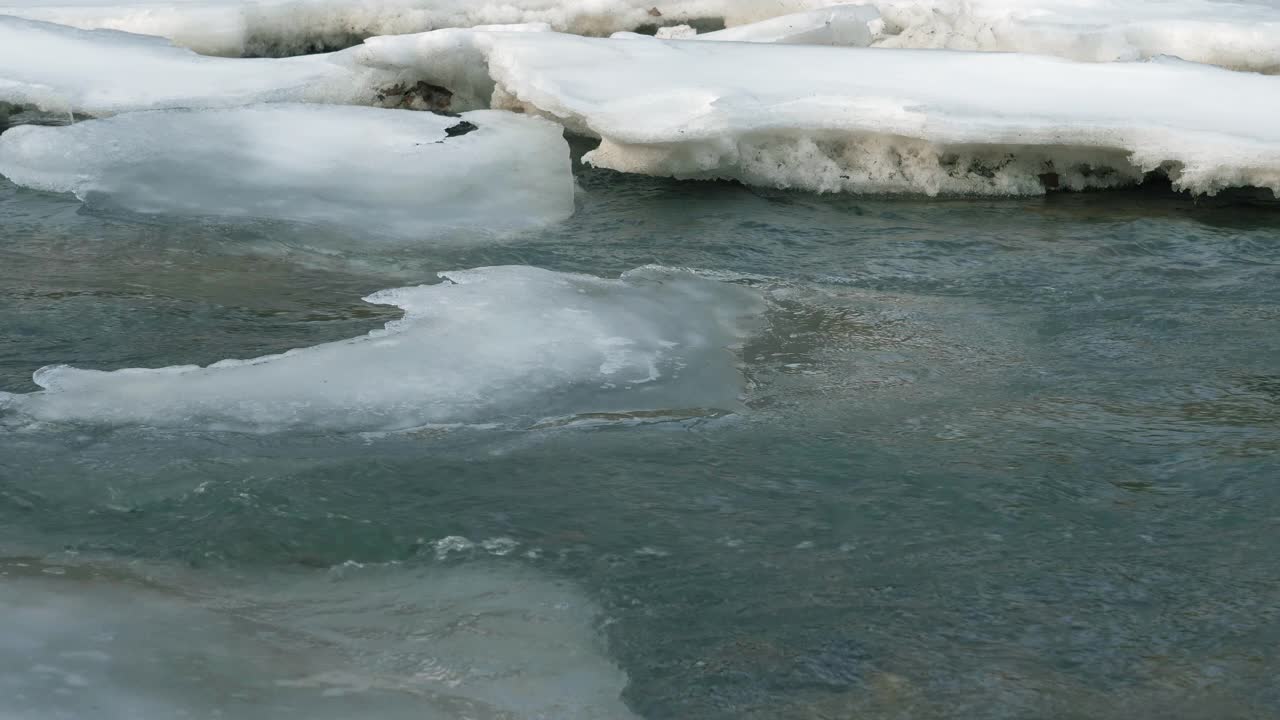 冻结的河流融化的冰视频素材