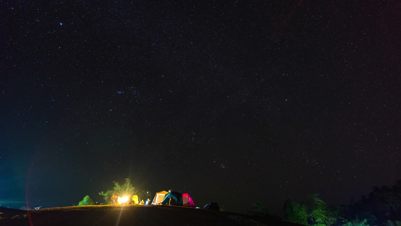 露营者在星空，时间流逝视频视频素材