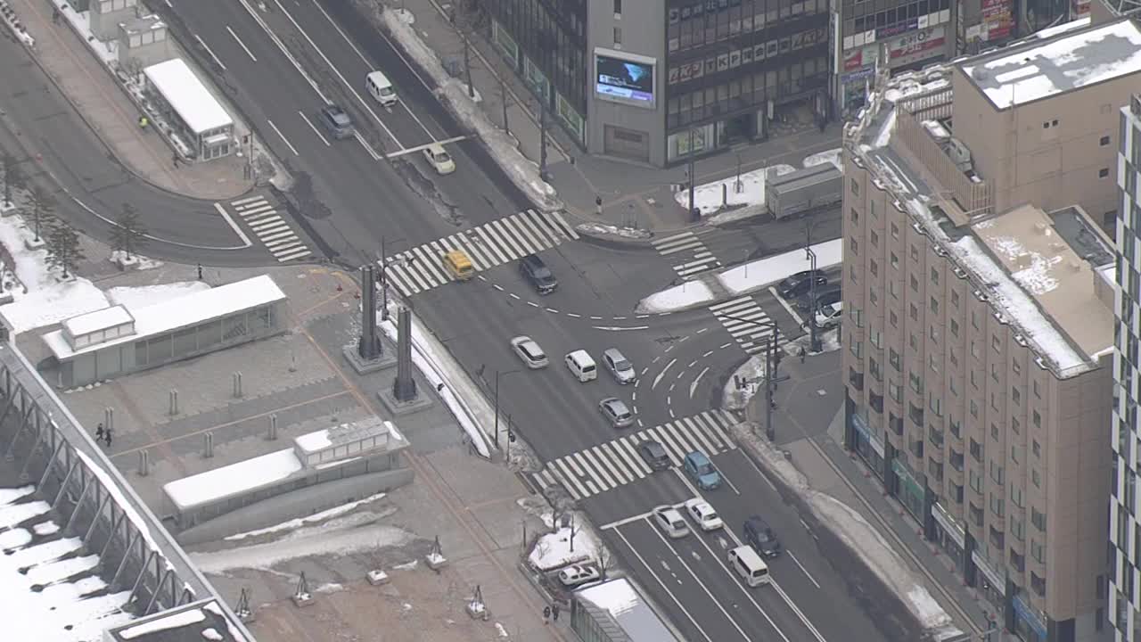 日本北海道，冬季札幌街附近视频素材