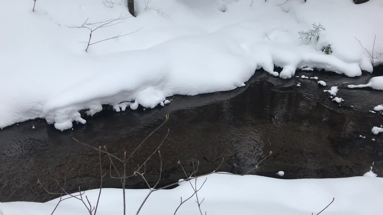 周围有雪的小河视频素材