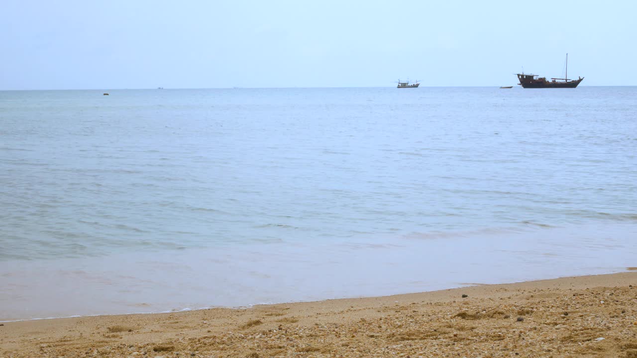 海滩上的年轻人带着浮潜组准备在海里游泳视频素材