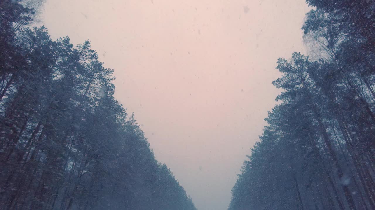 在下雪的雪地上开车视频素材