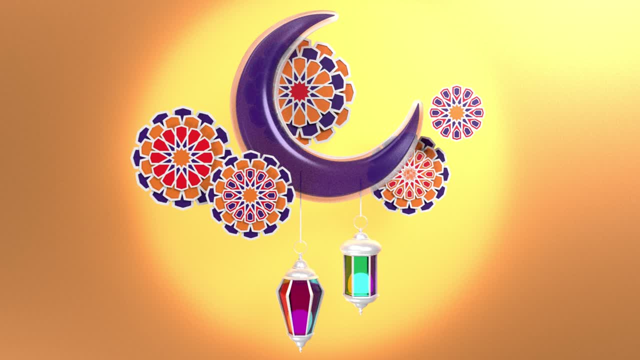 Loop Ready Ramadan Kareem贺卡与伊斯兰图案的金色4k分辨率视频素材