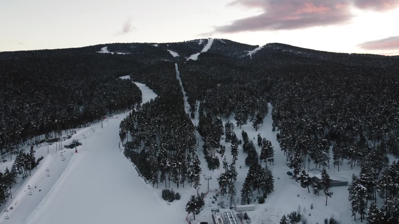 鸟瞰图雪山森林视频素材