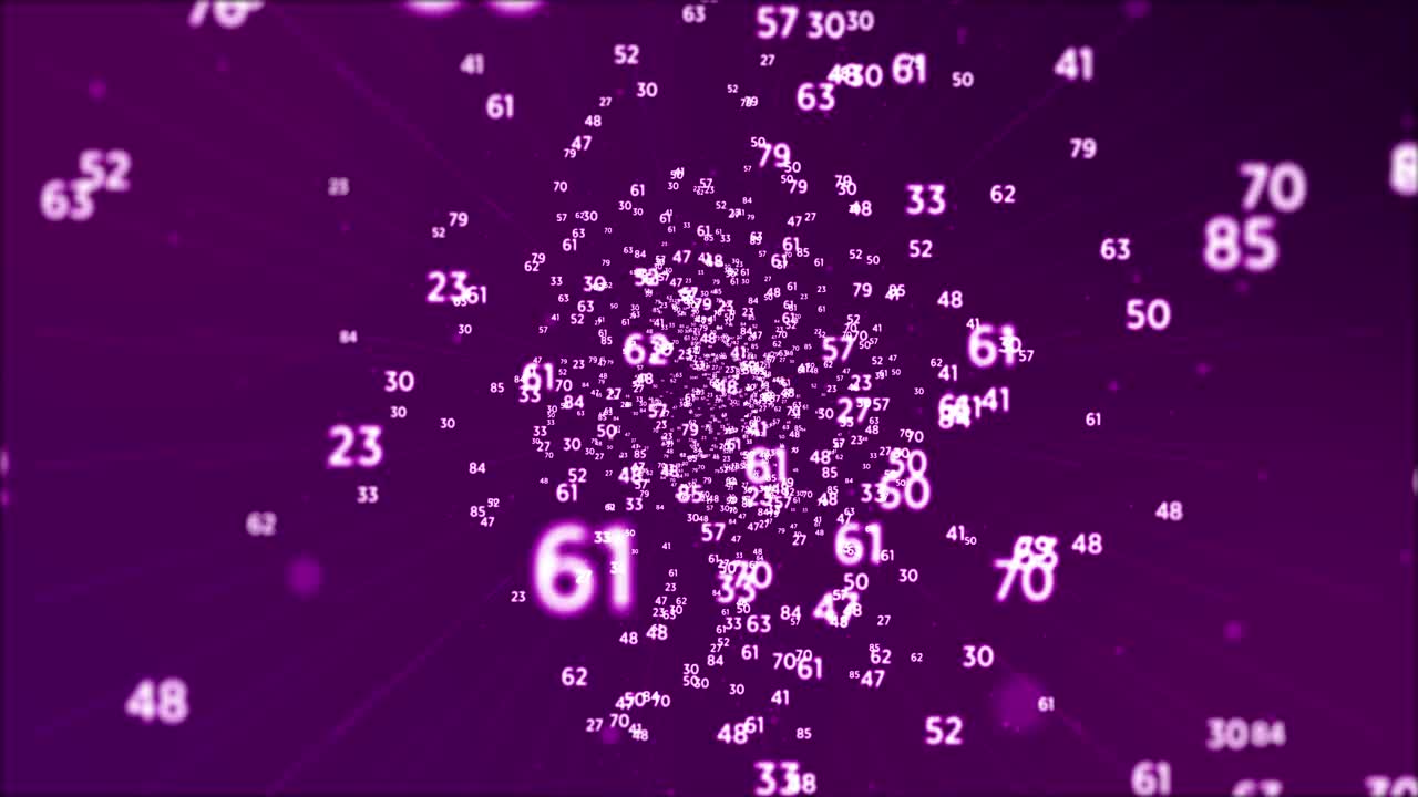 抽象数字连接移动的点、线和数字。抽象自由度模糊计数数。人工智能运动设计。金融、游戏、互联网、教育、头脑风暴、AI深度学习计算机、大脑、网络、网络的概念视频素材