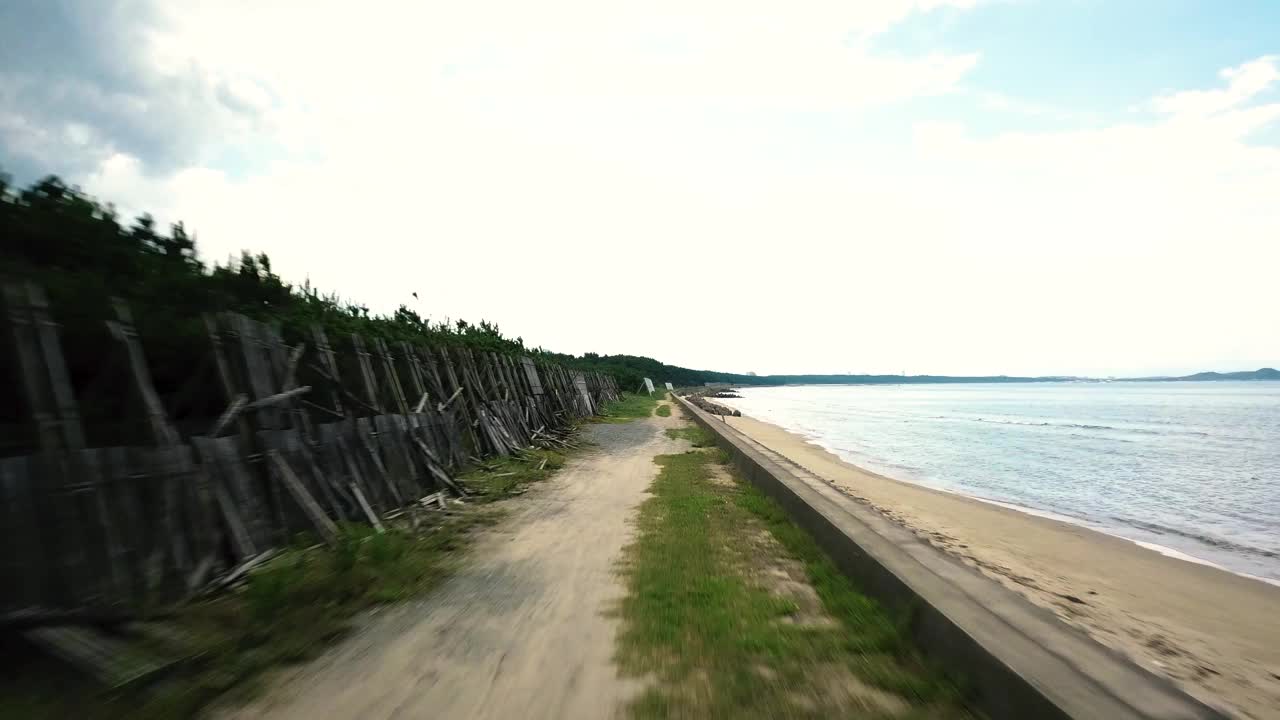 福冈县古贺市花见海滩海岸线视频下载