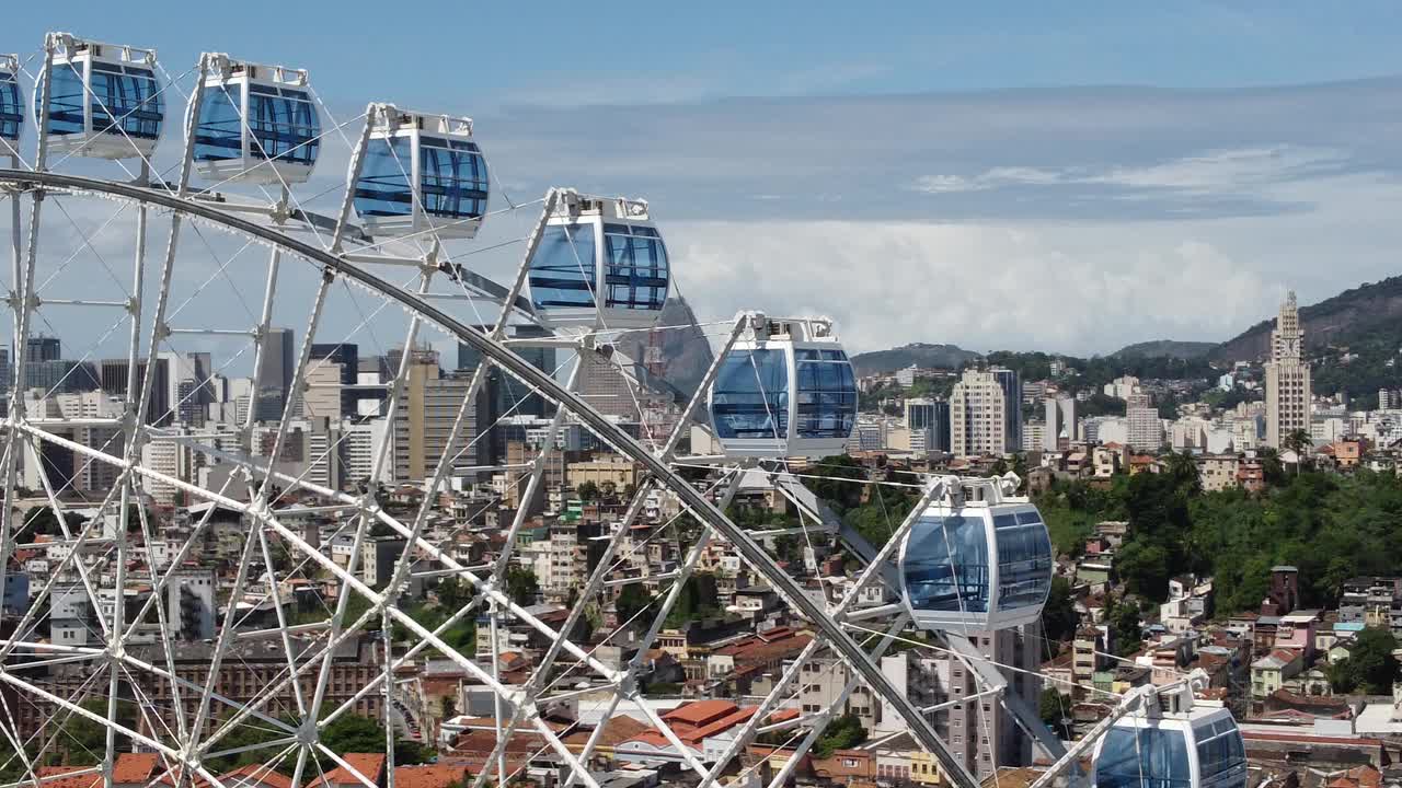 里约热内卢市中心。市中心地标的空中景观。里约热内卢星级景点旅游点。背景是著名的硝基桥里约热内卢。巴西的里约热内卢。神奇的城市。视频素材