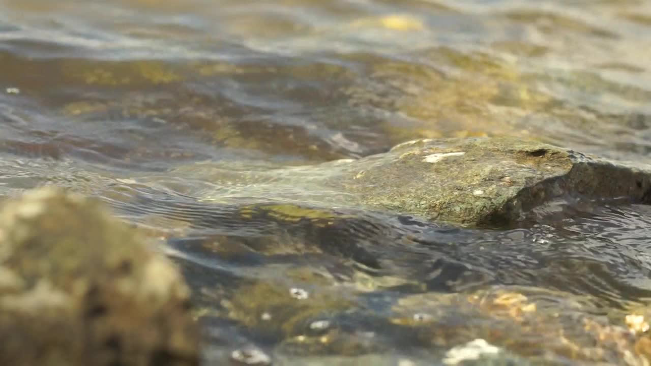 小海浪撞击着岩石视频下载